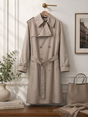Jonathan Logan Classic Men's Double-Breasted Trench Coat - Khaki-sz 38R
